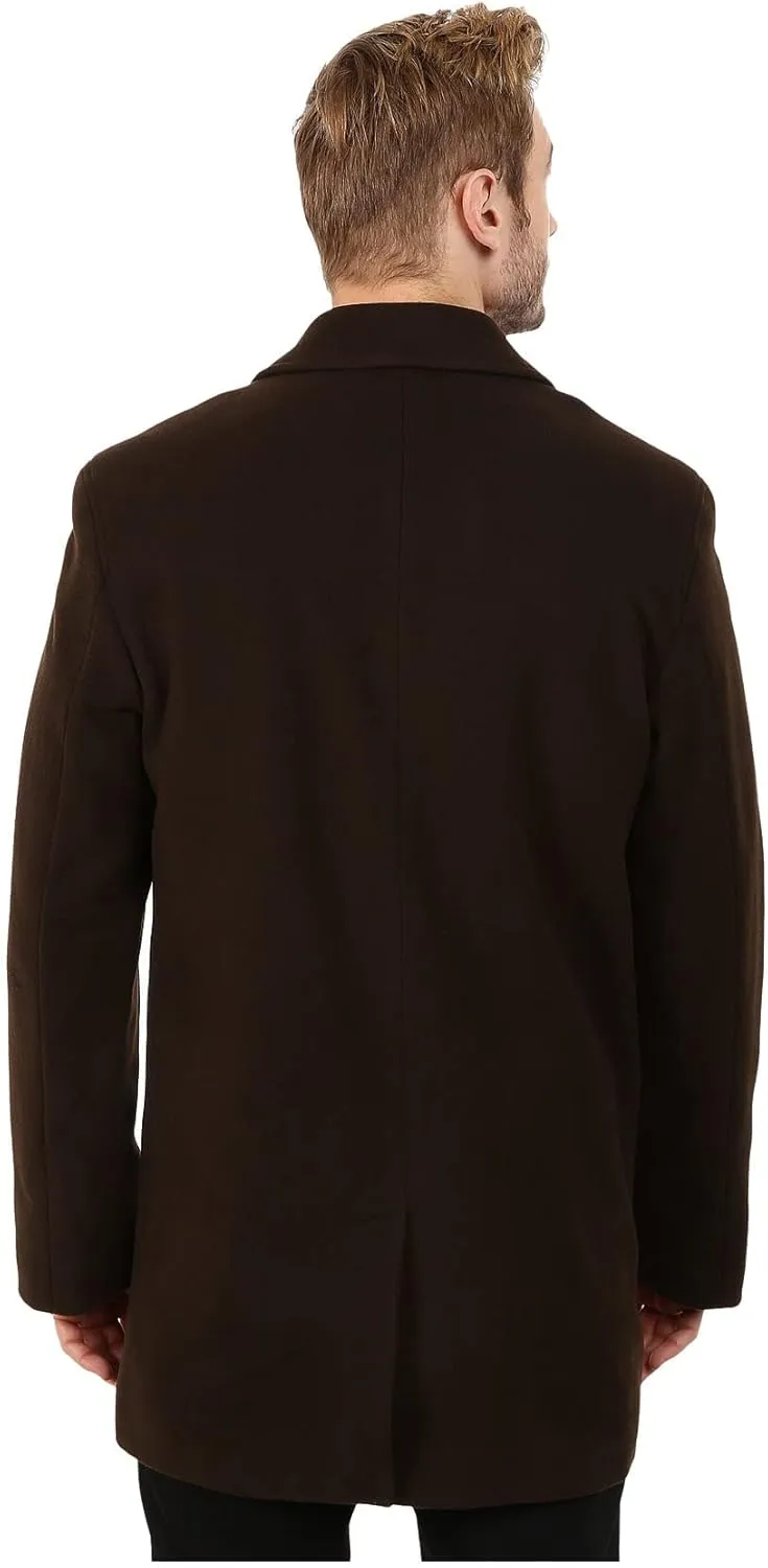 Cole Haan Men's Cashmere Blend Single Breasted Classic Coat With Shirt Collar