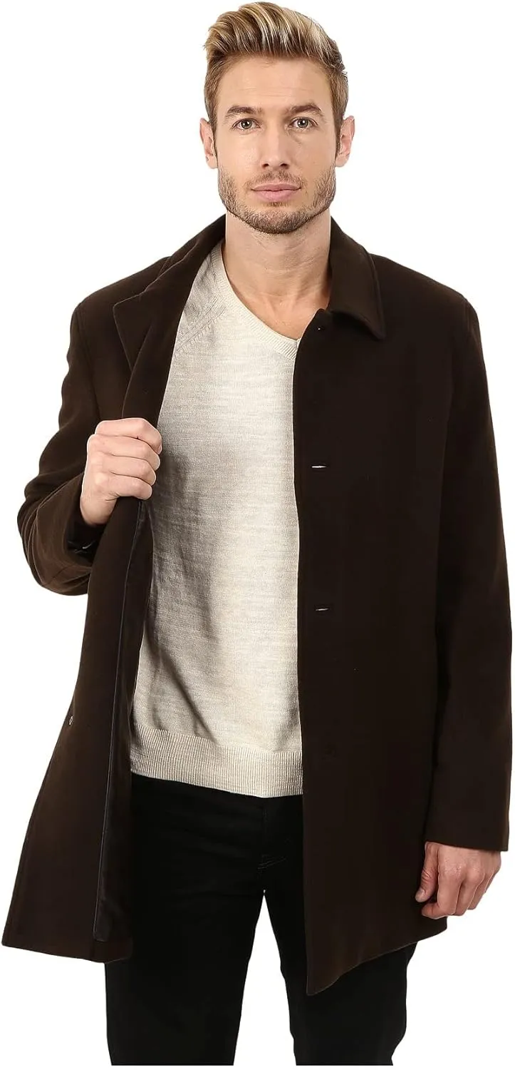 Cole Haan Men's Cashmere Blend Single Breasted Classic Coat With Shirt Collar