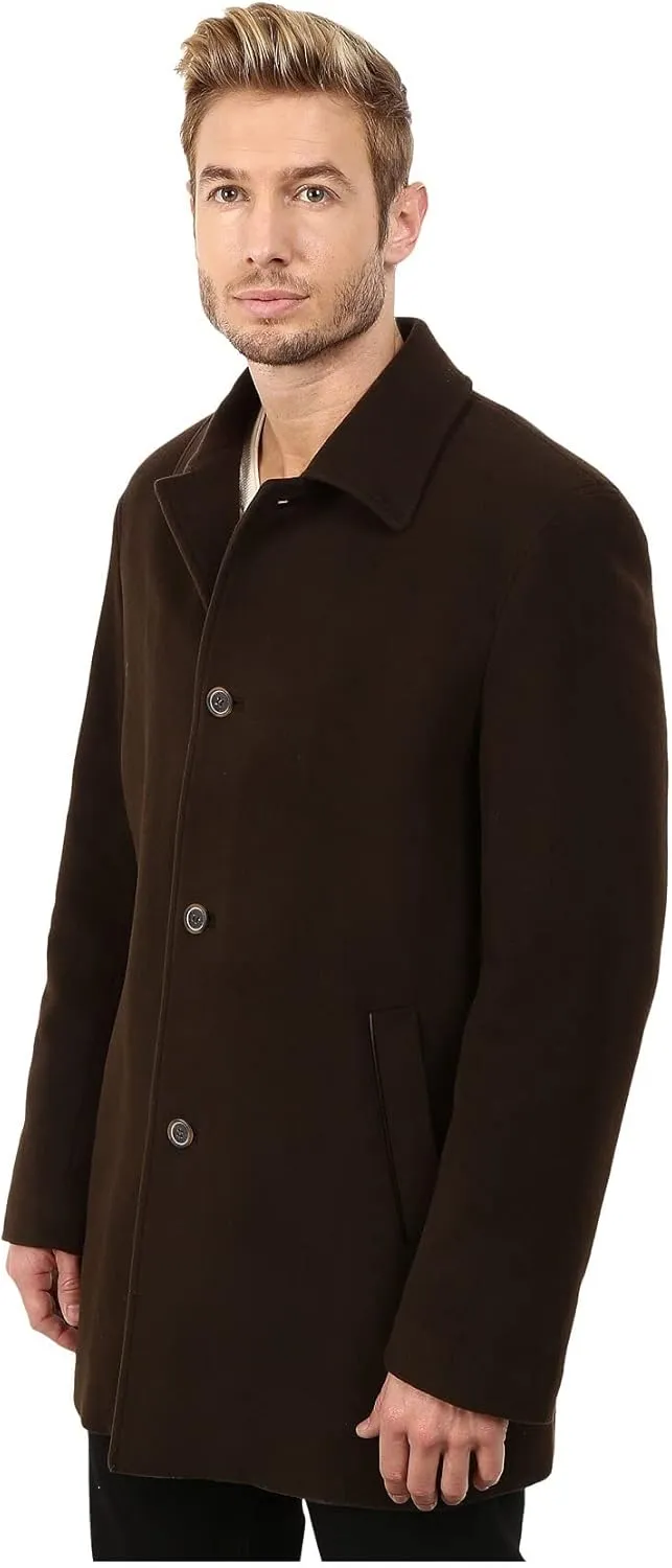 Cole Haan Men's Cashmere Blend Single Breasted Classic Coat With Shirt Collar
