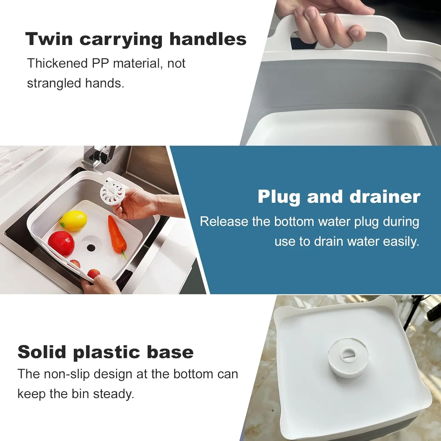 Collapsible Dish Tub 2X9L-Collapsible Basin Bucket Portable Sink-Outdoor Multiuse Foldable Sink Tub Wash Dish Basin for Kitchen Basin RV Camping (Grey Grey)