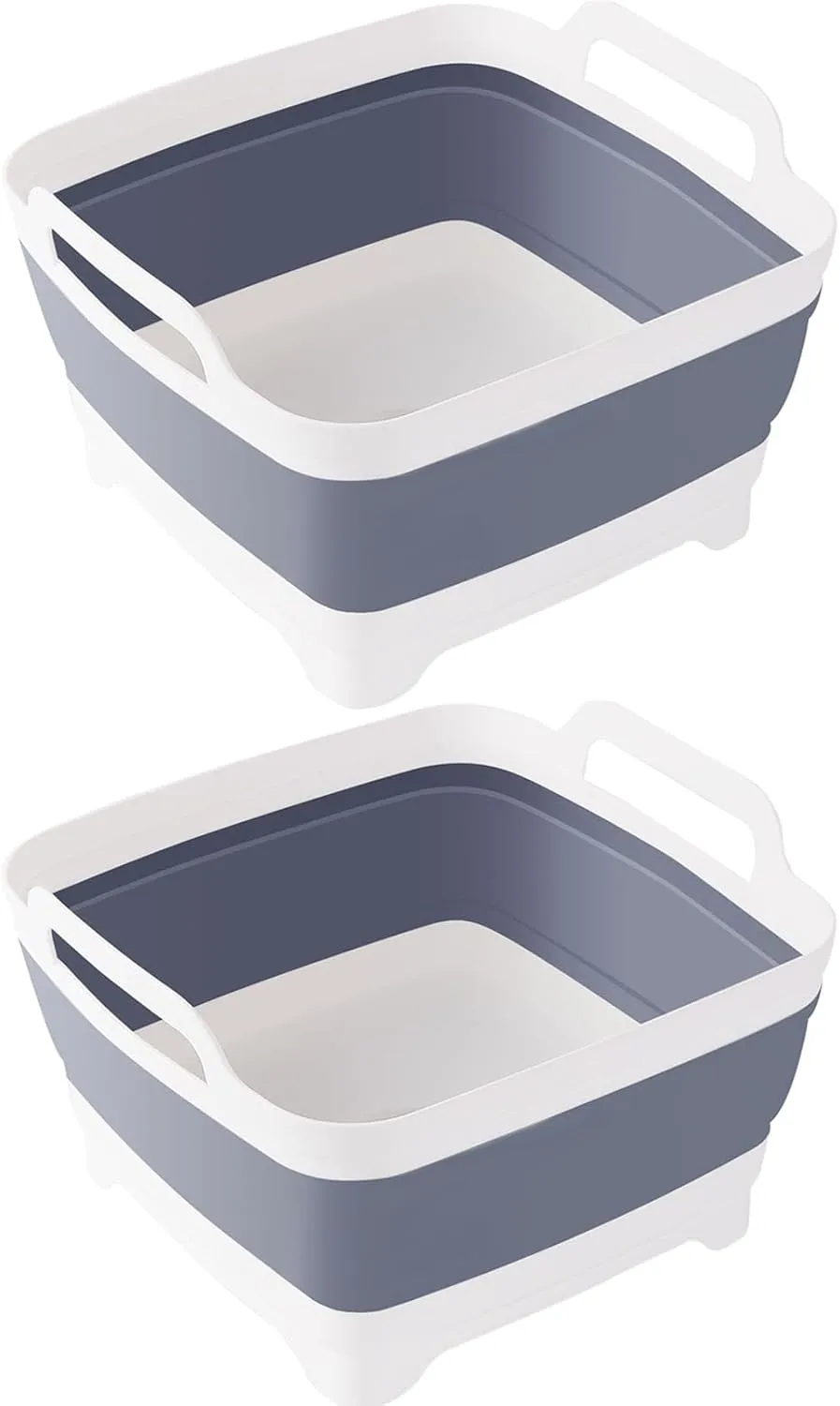Collapsible Dish Tub 2X9L-Collapsible Basin Bucket Portable Sink-Outdoor Multiuse Foldable Sink Tub Wash Dish Basin for Kitchen Basin RV Camping (Grey Grey)