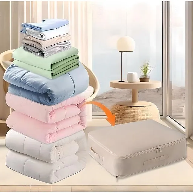 Comforter Storage Bags Ultra Space Saving Self Compression Organizer, Storage Bags for Blankets,Comforters, ClothesHeavy Duty Moving Bags, Storage Tote for Space Saving