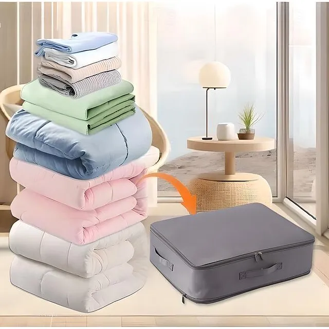 Comforter Storage Bags Ultra Space Saving Self Compression Organizer, Storage Bags for Blankets,Comforters, ClothesHeavy Duty Moving Bags, Storage Tote for Space Saving