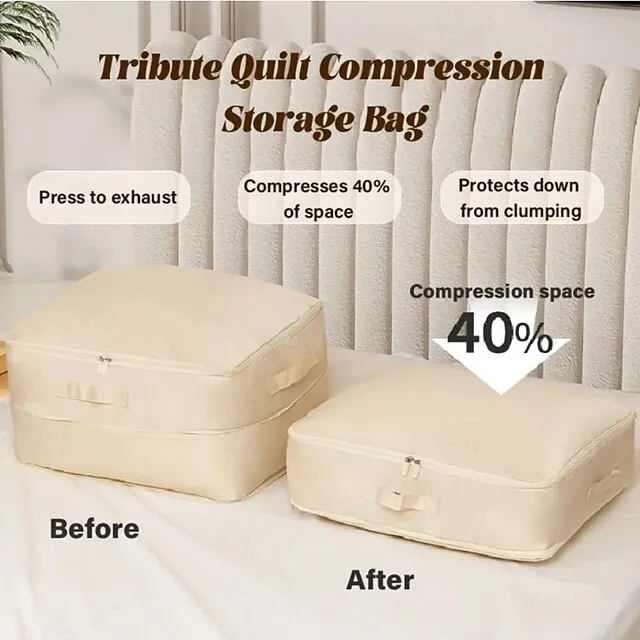 Comforter Storage Bags Ultra Space Saving Self Compression Organizer, Storage Bags for Blankets,Comforters, ClothesHeavy Duty Moving Bags, Storage Tote for Space Saving