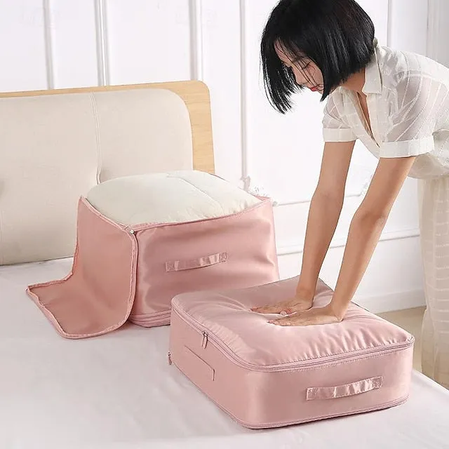 Comforter Storage Bags Ultra Space Saving Self Compression Organizer, Storage Bags for Blankets,Comforters, ClothesHeavy Duty Moving Bags, Storage Tote for Space Saving