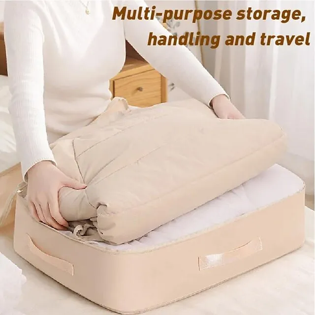 Comforter Storage Bags Ultra Space Saving Self Compression Organizer, Storage Bags for Blankets,Comforters, ClothesHeavy Duty Moving Bags, Storage Tote for Space Saving