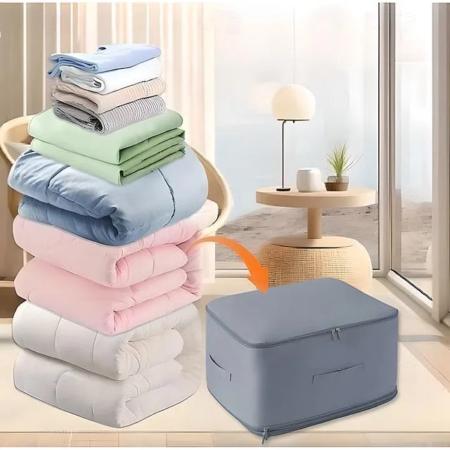 Comforter Storage Bags Ultra Space Saving Self Compression Organizer, Storage Bags for Blankets,Comforters, ClothesHeavy Duty Moving Bags, Storage Tote for Space Saving
