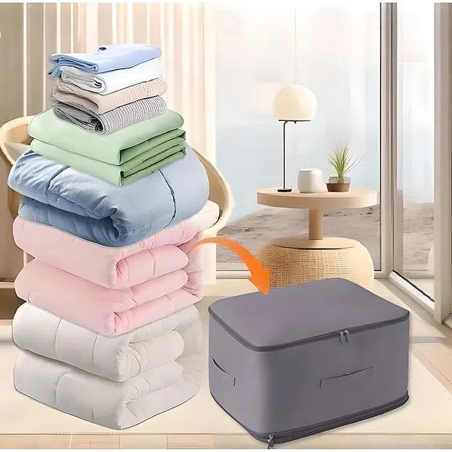 Comforter Storage Bags Ultra Space Saving Self Compression Organizer, Storage Bags for Blankets,Comforters, ClothesHeavy Duty Moving Bags, Storage Tote for Space Saving