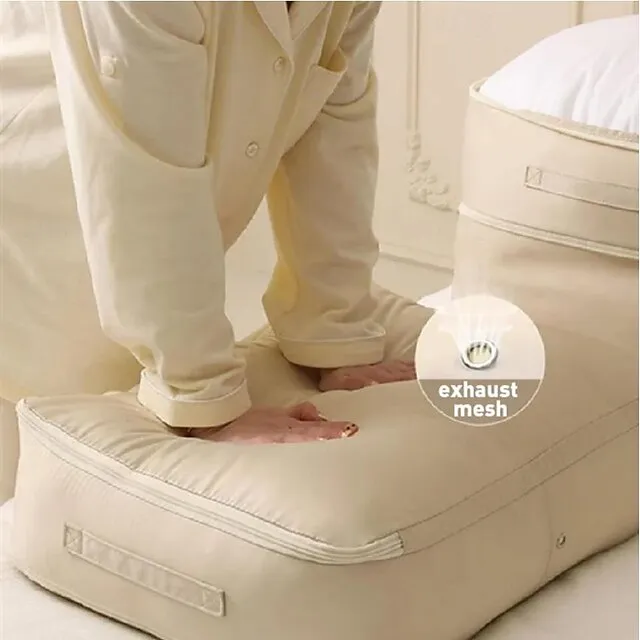 Comforter Storage Bags Ultra Space Saving Self Compression Organizer, Storage Bags for Blankets,Comforters, ClothesHeavy Duty Moving Bags, Storage Tote for Space Saving