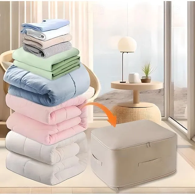 Comforter Storage Bags Ultra Space Saving Self Compression Organizer, Storage Bags for Blankets,Comforters, ClothesHeavy Duty Moving Bags, Storage Tote for Space Saving