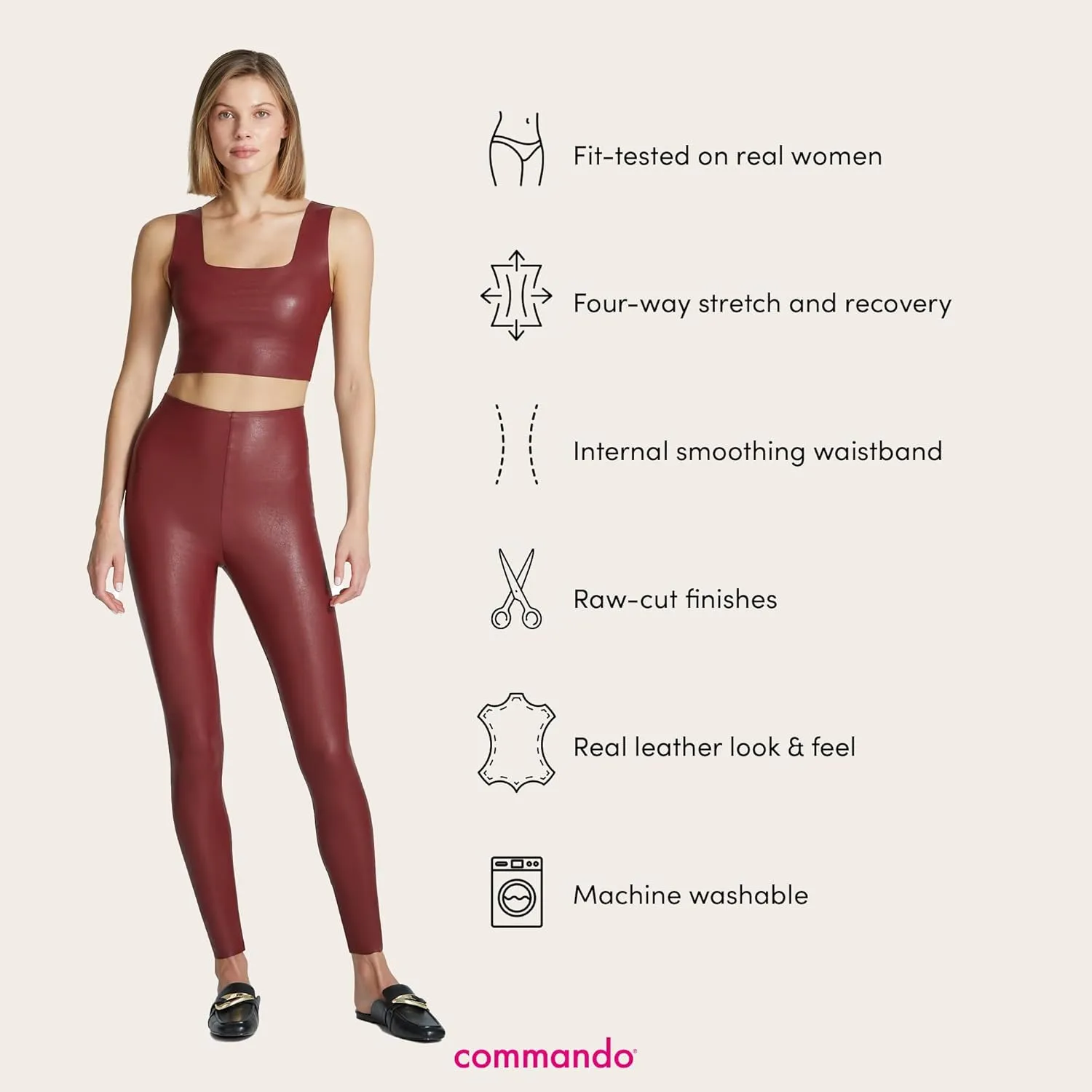 commando - Faux Leather Leggings | Sculpting Yet Soft & Flexible | Raw-Cut Finish | Machine Washable, Retains Shape & Color