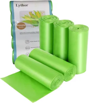 Compostable Trash Bags, Lythor 4 Gallon Small Garbage Bags 100 Count Made From PSM Starch-based for Kitchen Bathroom Bedroom Office Trash Can