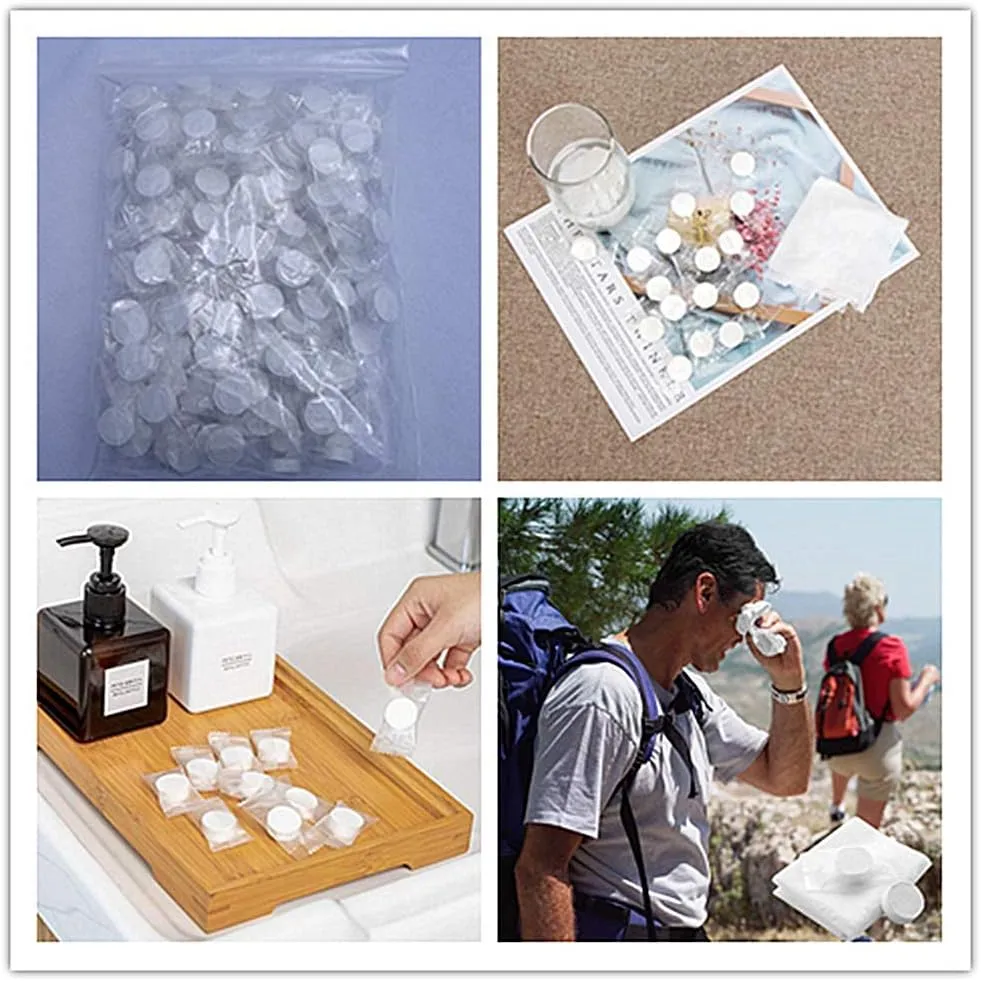 Compressed Towel Coin Tissues Portable Wipe Napkin Paper Tablets Non-Woven Disposable Compressed Cotton Coin Tissue Towel Home Hand Wipes for Travel Camping Beauty Salon Outdoor