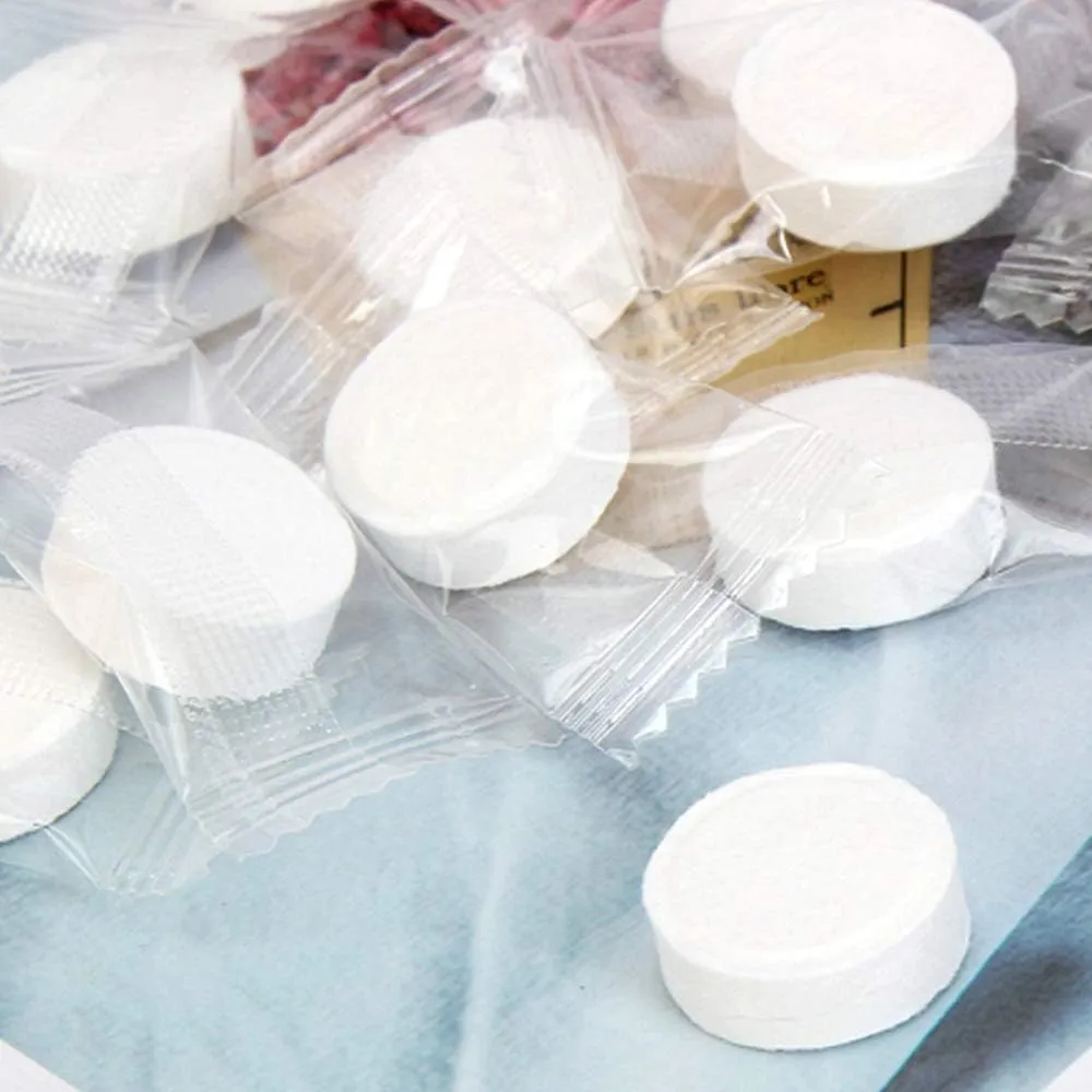 Compressed Towel Coin Tissues Portable Wipe Napkin Paper Tablets Non-Woven Disposable Compressed Cotton Coin Tissue Towel Home Hand Wipes for Travel Camping Beauty Salon Outdoor