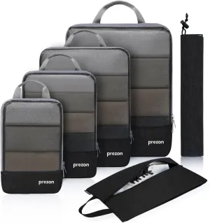 Compression Packing Cubes, Extensible Suitcase Organiser, Packing Organisers for Suitcases, Packing Cubes for Travel or Home Storage（6Set-Black）