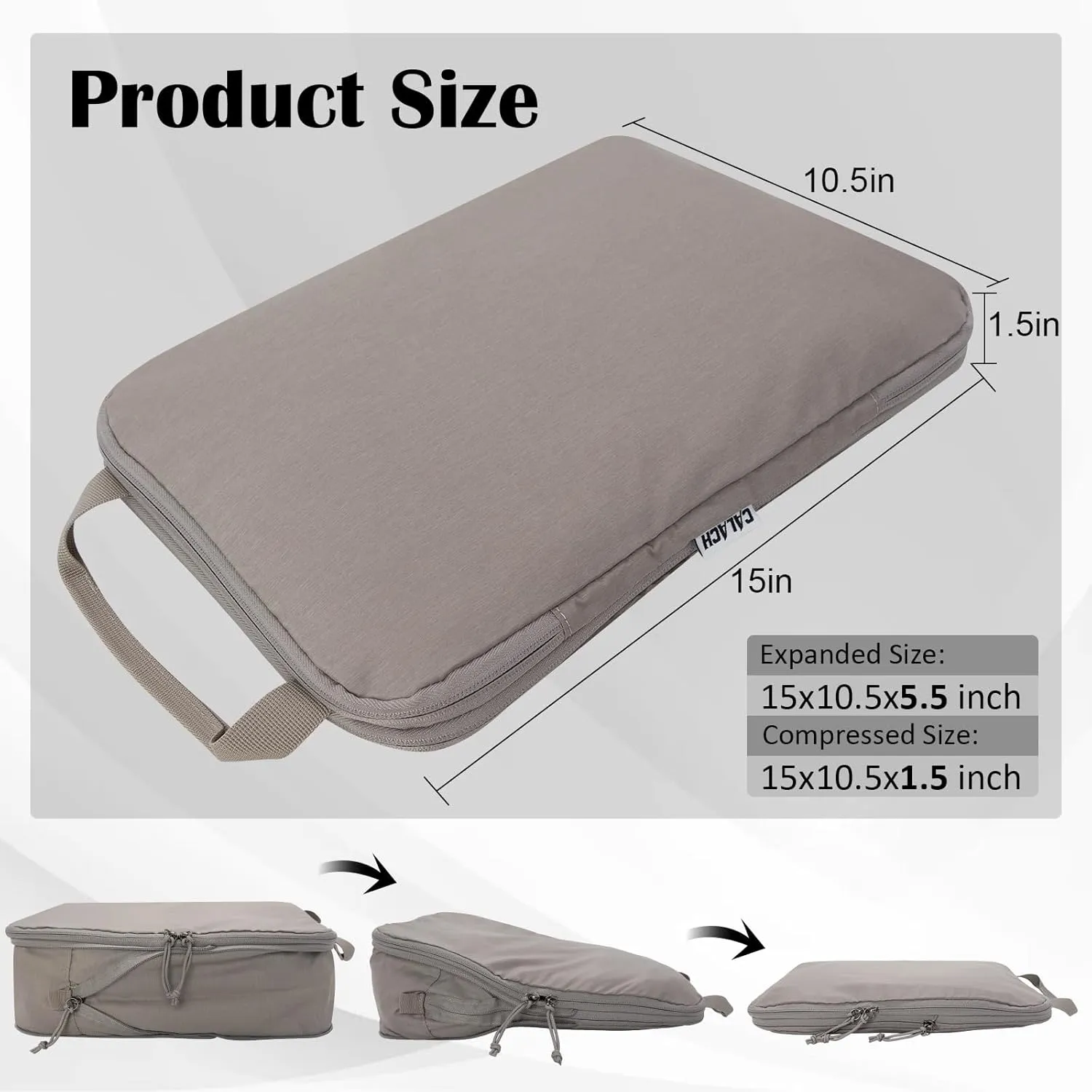 Compression Packing Cubes for Travel, 2 Set Compression Bags Travel Cubes for Packing Suitcase Organizer, Khaki