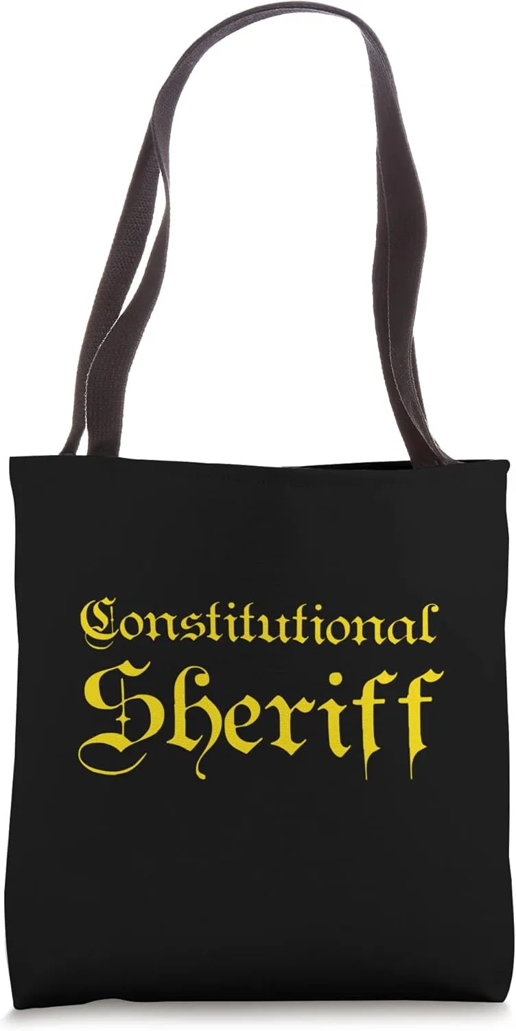 Constitutional Sheriff Front Print Uniform Top Yellow Text Tote Bag