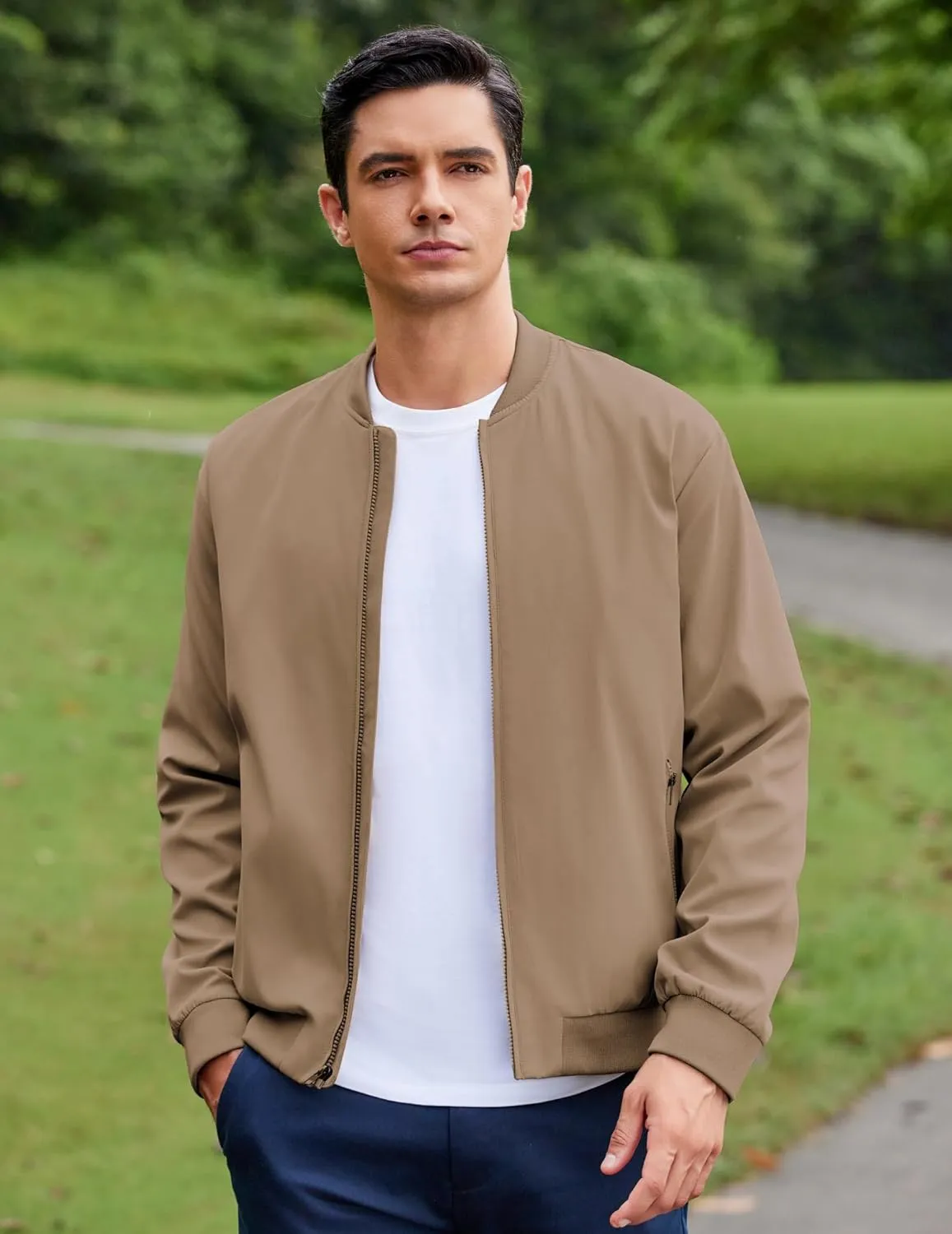 COOFANDY Men's Bomber Jacket Lightweight Casual Stylish Light Flight Jacket Windbreaker Varsity Jackets