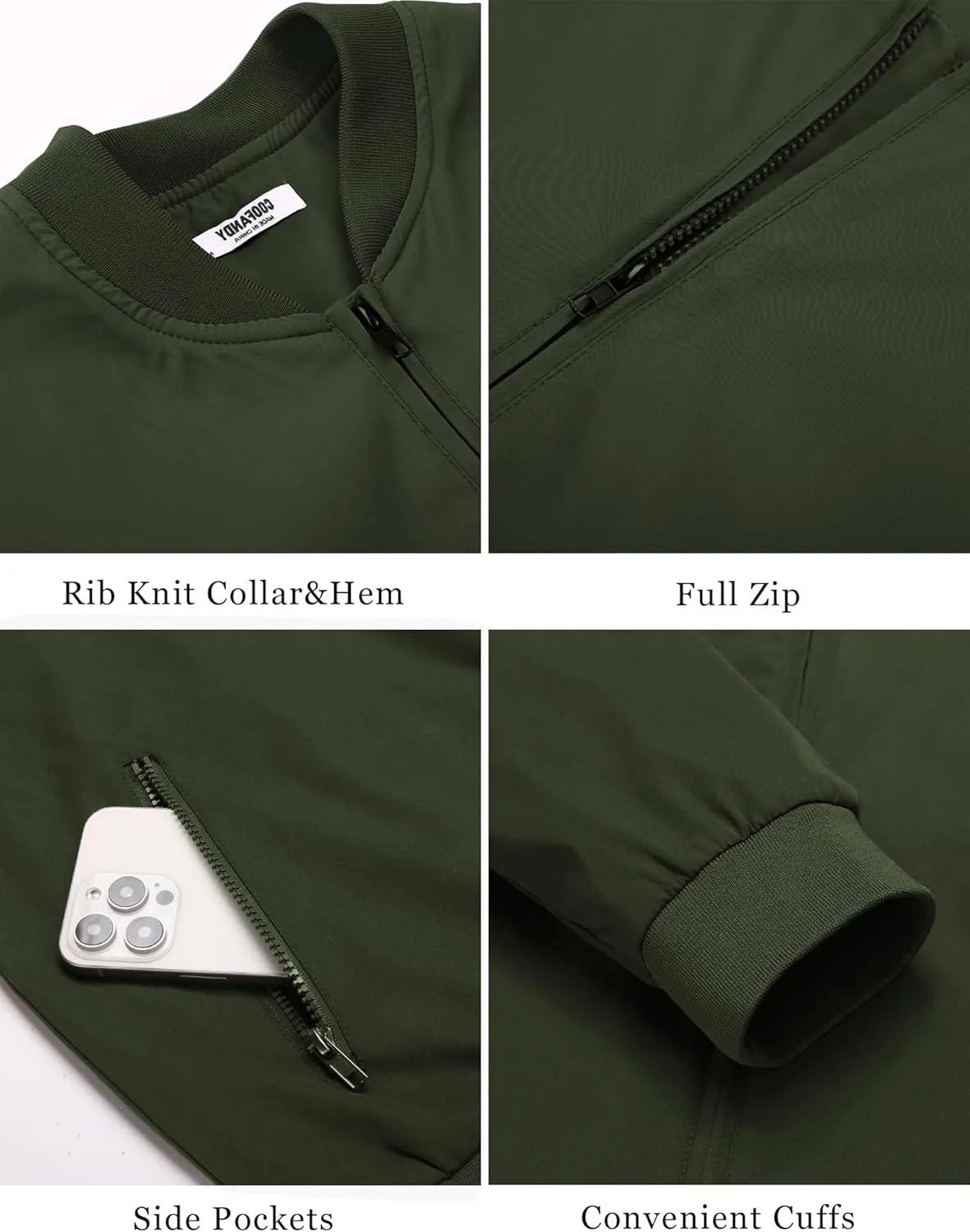 COOFANDY Men's Bomber Jacket Lightweight Casual Stylish Light Flight Jacket Windbreaker Varsity Jackets
