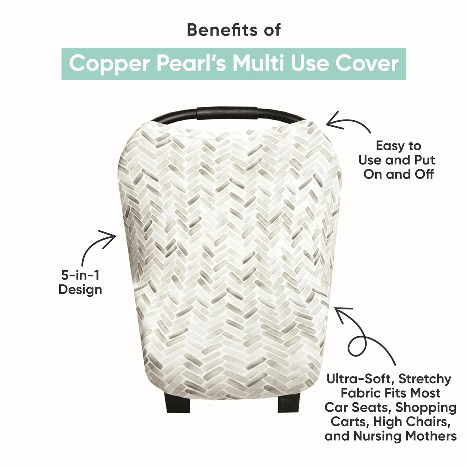 Copper Pearl Multi-Use Cover: Car Seat, Nursing, Stroller - Stretchy Fabric, All-Season, Stylish Designs, Easy Access - Pine