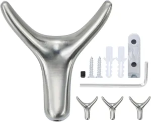 Cow Head Towel Hooks Creative Coat Robe Hooks Wall Hooks for Heavy Duty Bathroom Bedroom Kitchen Hotel Pool Hanging Towel Clothes Hats Bags 4 Pcs (Brushed Nickel - Grey)