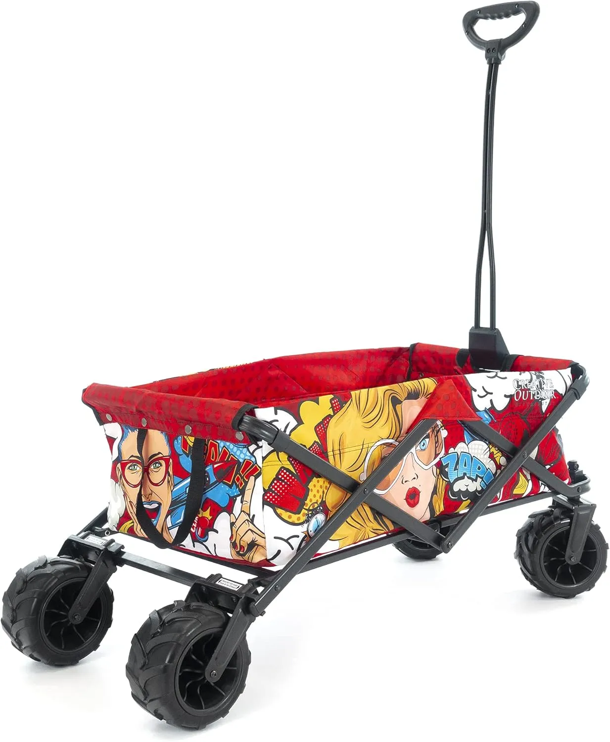Creative Outdoor Wagon for Kids Push Pull Collapsible Stroller Folding Cart for Cargo | All Terrain | Beach Park Garden Sports & Camping
