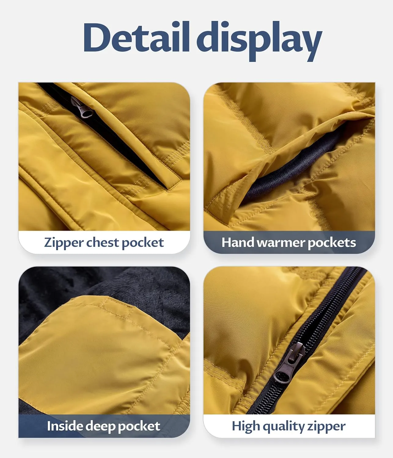 CREATMO US Men's Puffer Jacket Waterproof Winter Parka jacket Warm Thicken Ski Coat