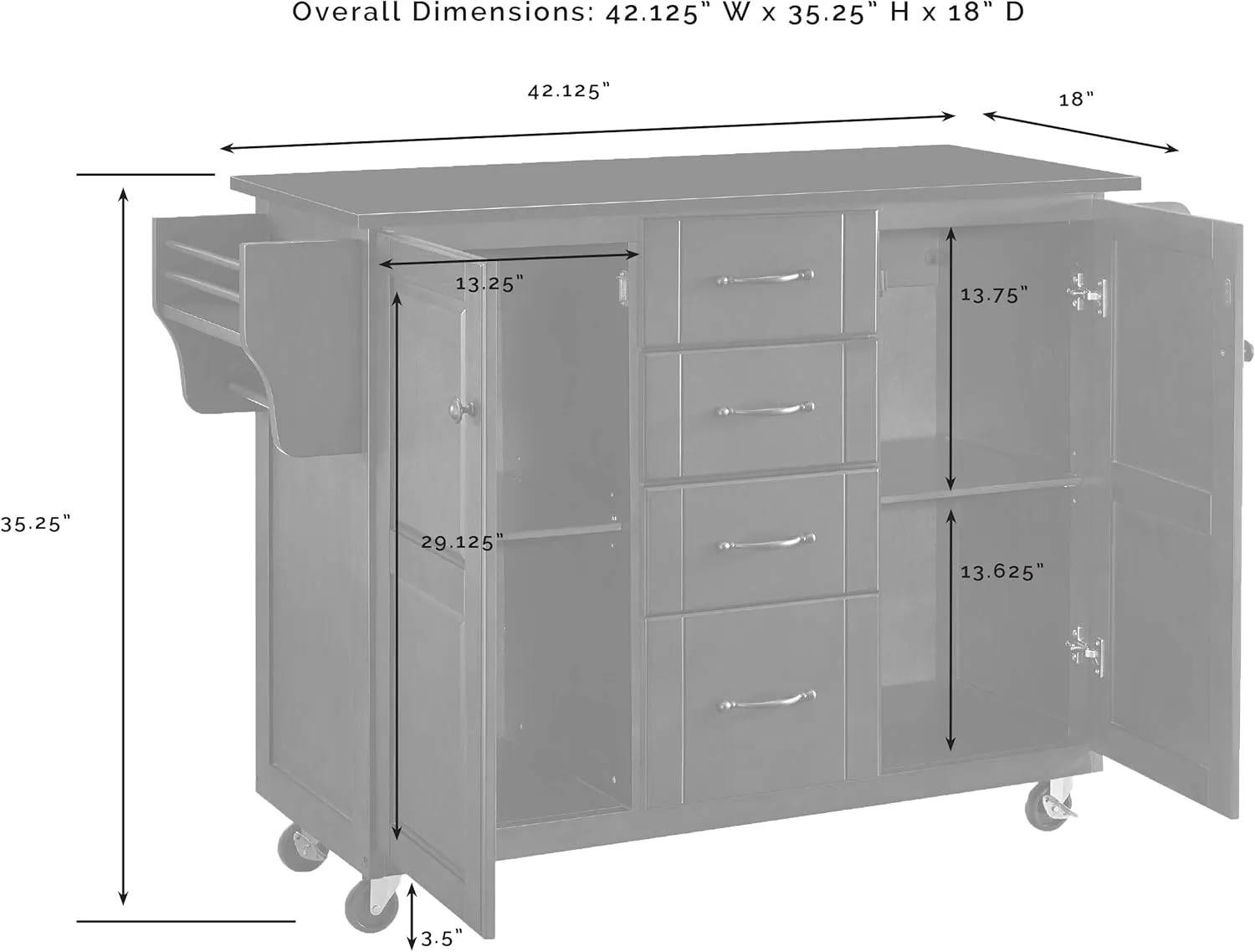 Crosley Furniture Eleanor Stone Top Rolling Cart and Kitchen Island with Spice Rack, Drawers and Shelves, Mahogany