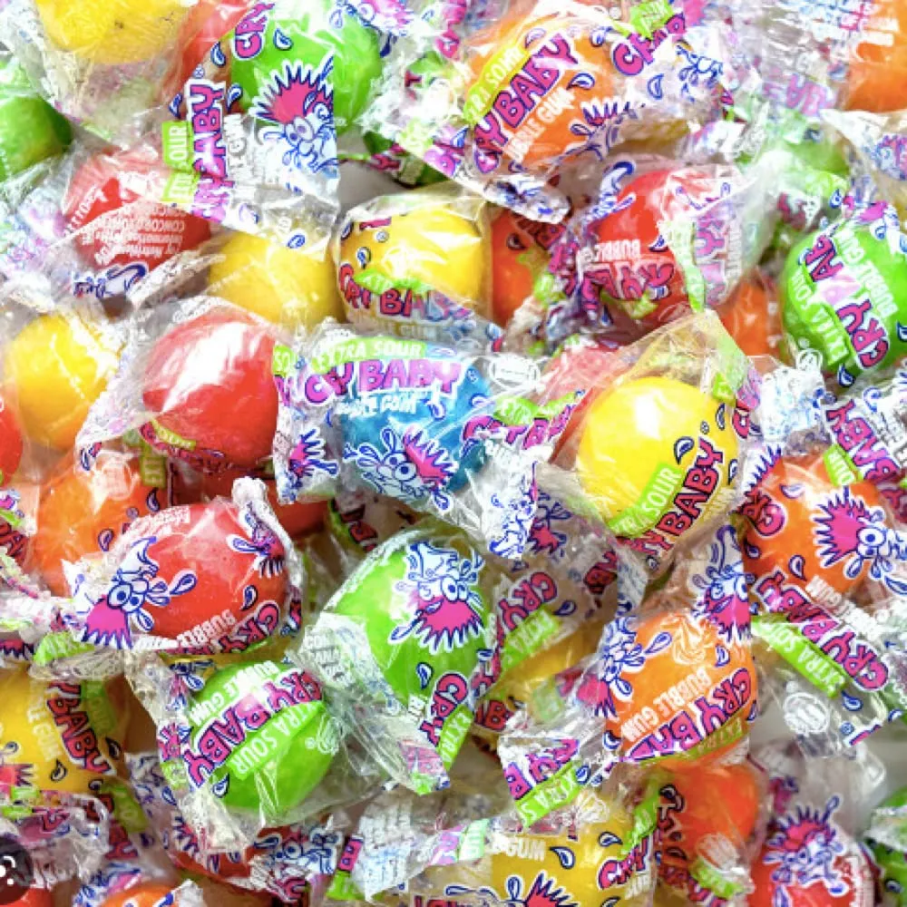 Cry Baby Extra Sour Fruit Gumballs, 5 Pound Bulk Bag (Approx 400 Pieces) Individually Wrapped Gumballs, Chewing Bubble Gum, Colorful Gum Balls, Sour Gum