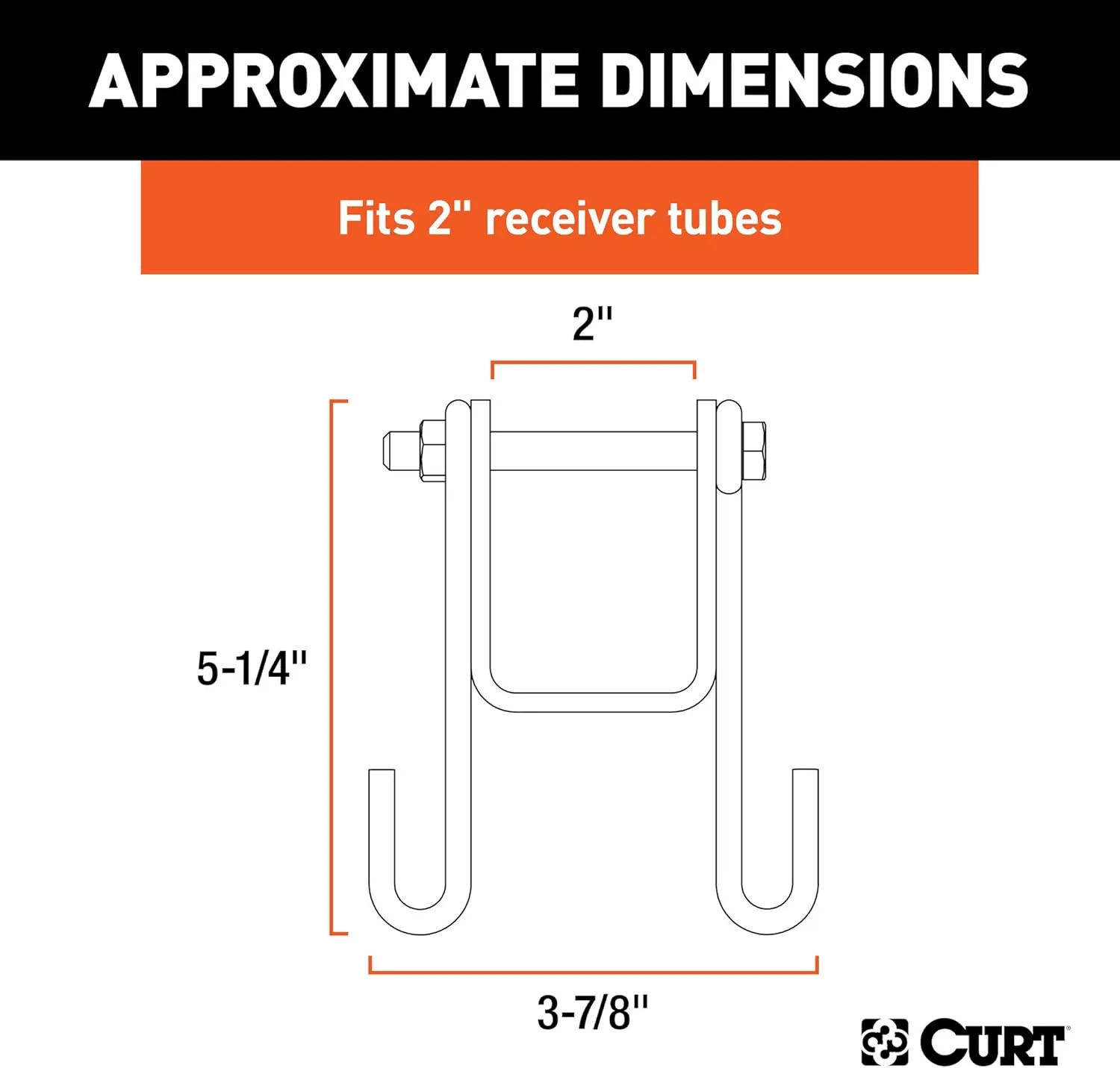 CURT 45806 Trailer Safety Chain Holder Bracket for 2-inch Shank, Bolt-On Steel Hanger Hooks (Pack of 4)