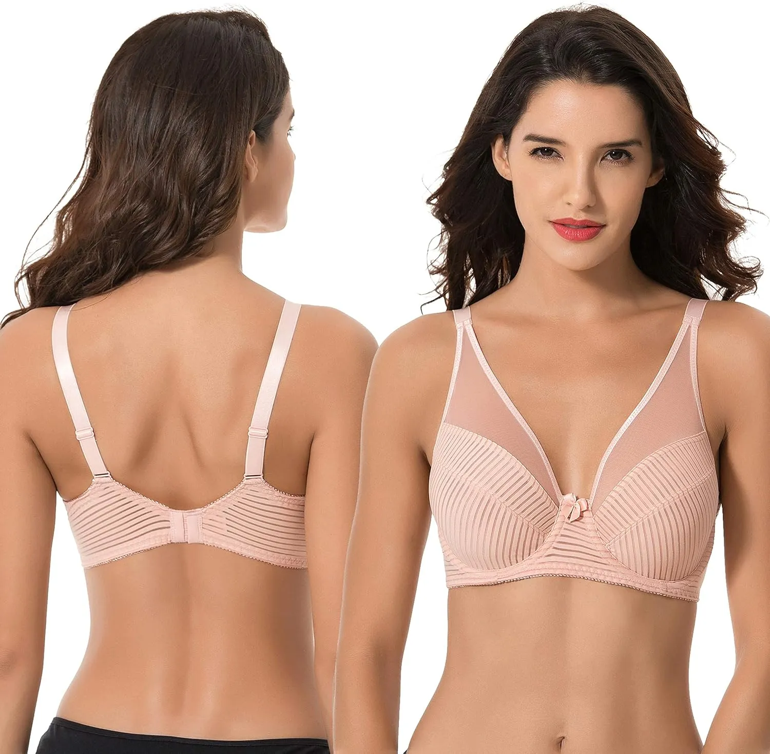 Curve Muse Women's Plus Size Minimizer Unlined Underwire Full Coverage Bra-2 or 3pack