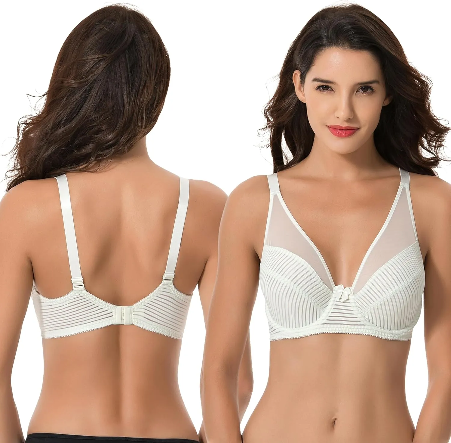 Curve Muse Women's Plus Size Minimizer Unlined Underwire Full Coverage Bra-2 or 3pack
