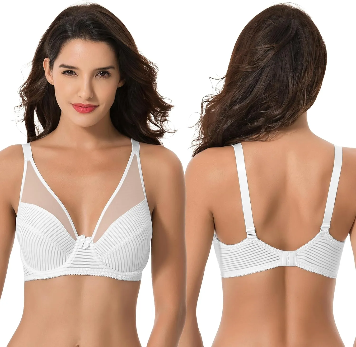 Curve Muse Women's Plus Size Minimizer Unlined Underwire Full Coverage Bra-2 or 3pack