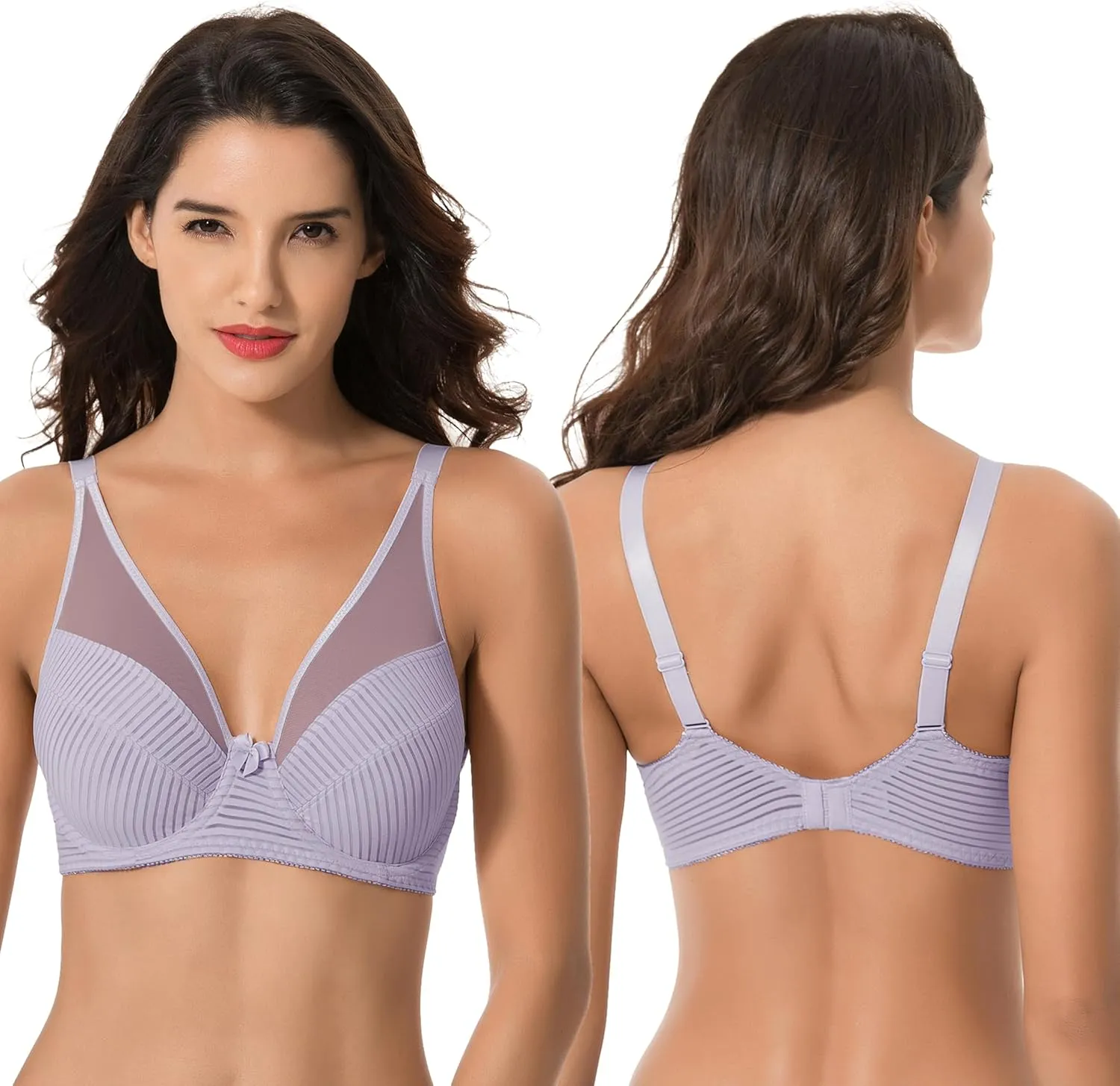 Curve Muse Women's Plus Size Minimizer Unlined Underwire Full Coverage Bra-2 or 3pack