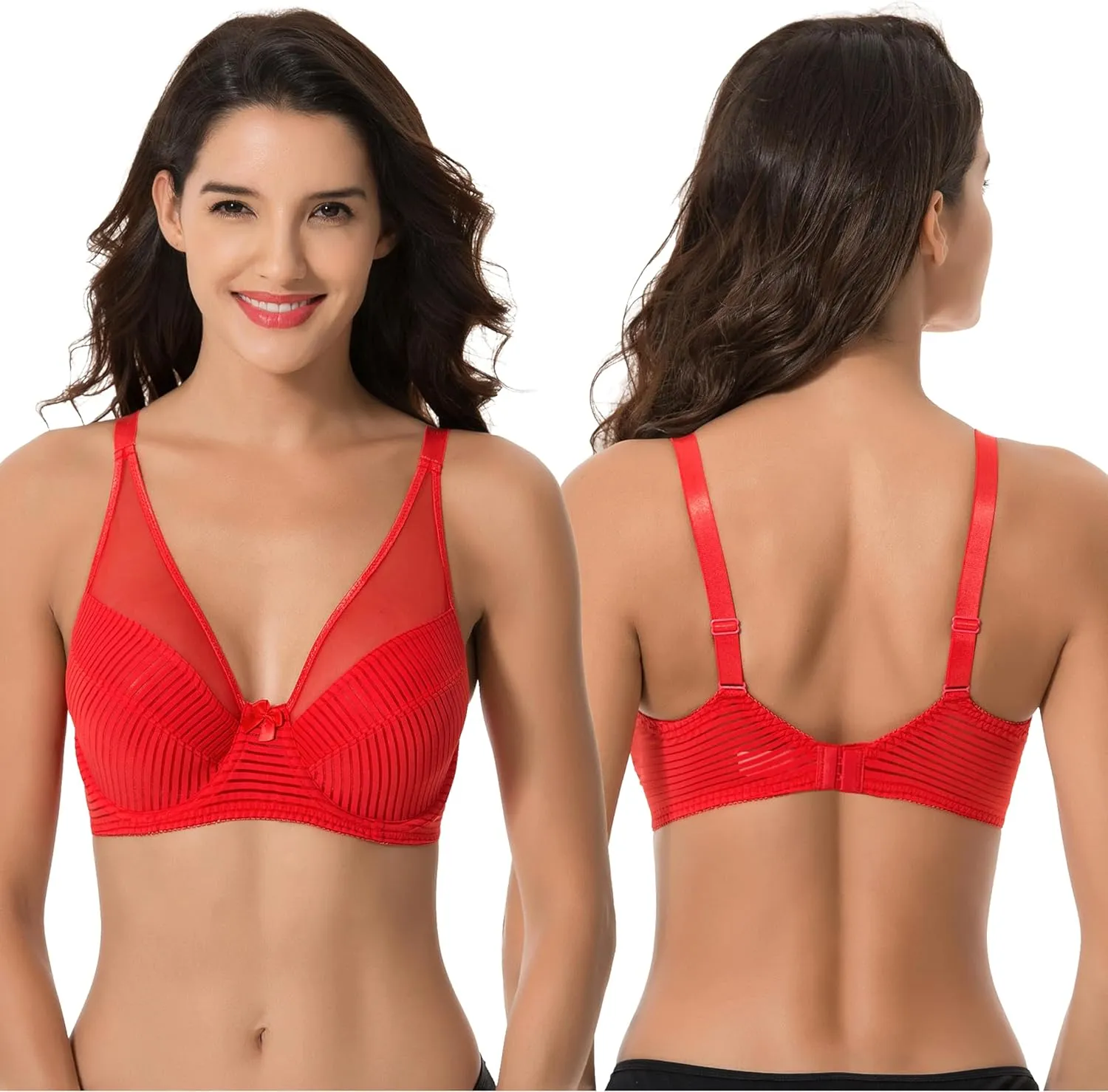 Curve Muse Women's Plus Size Minimizer Unlined Underwire Full Coverage Bra-2 or 3pack