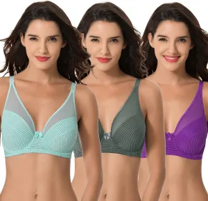 Curve Muse Women's Plus Size Minimizer Unlined Underwire Full Coverage Bra-2 or 3pack