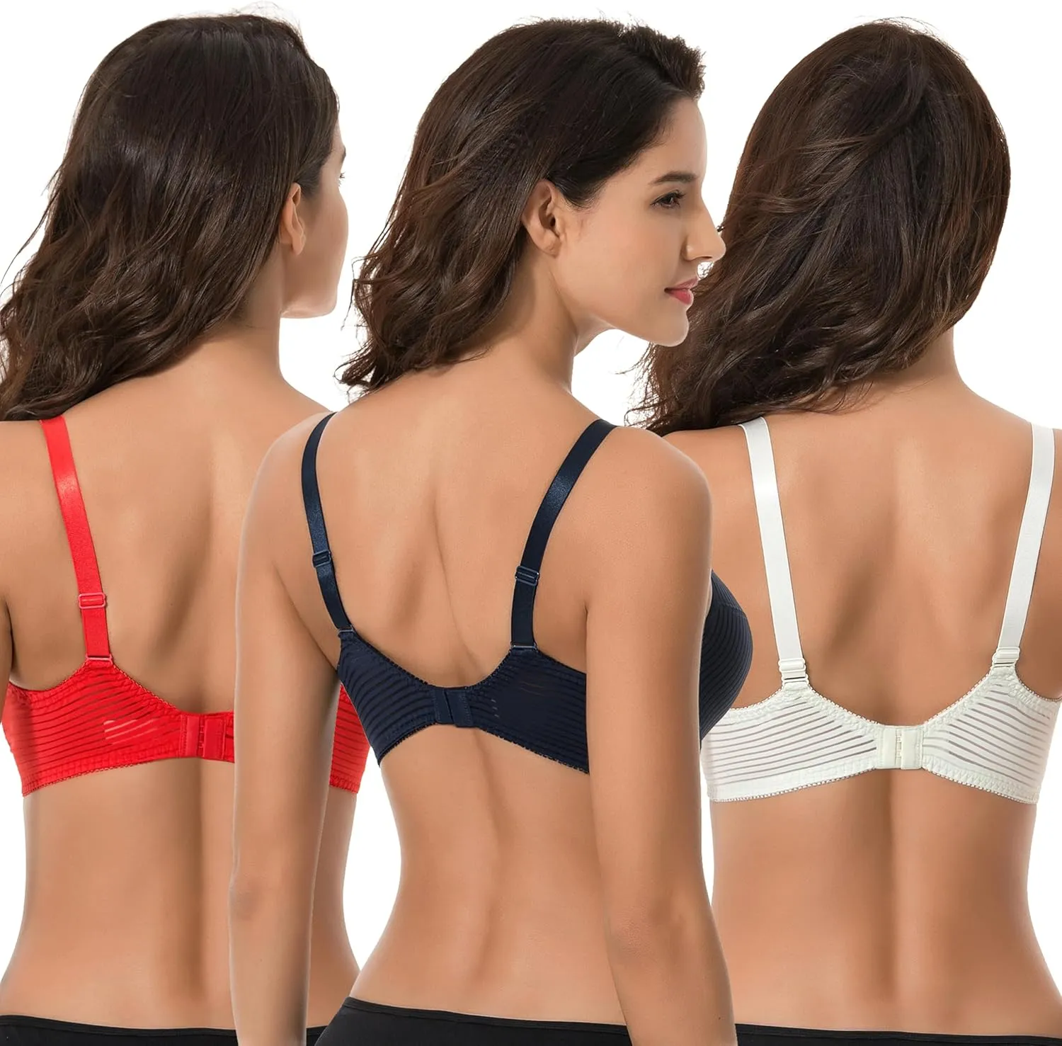 Curve Muse Women's Plus Size Minimizer Unlined Underwire Full Coverage Bra-2 or 3pack
