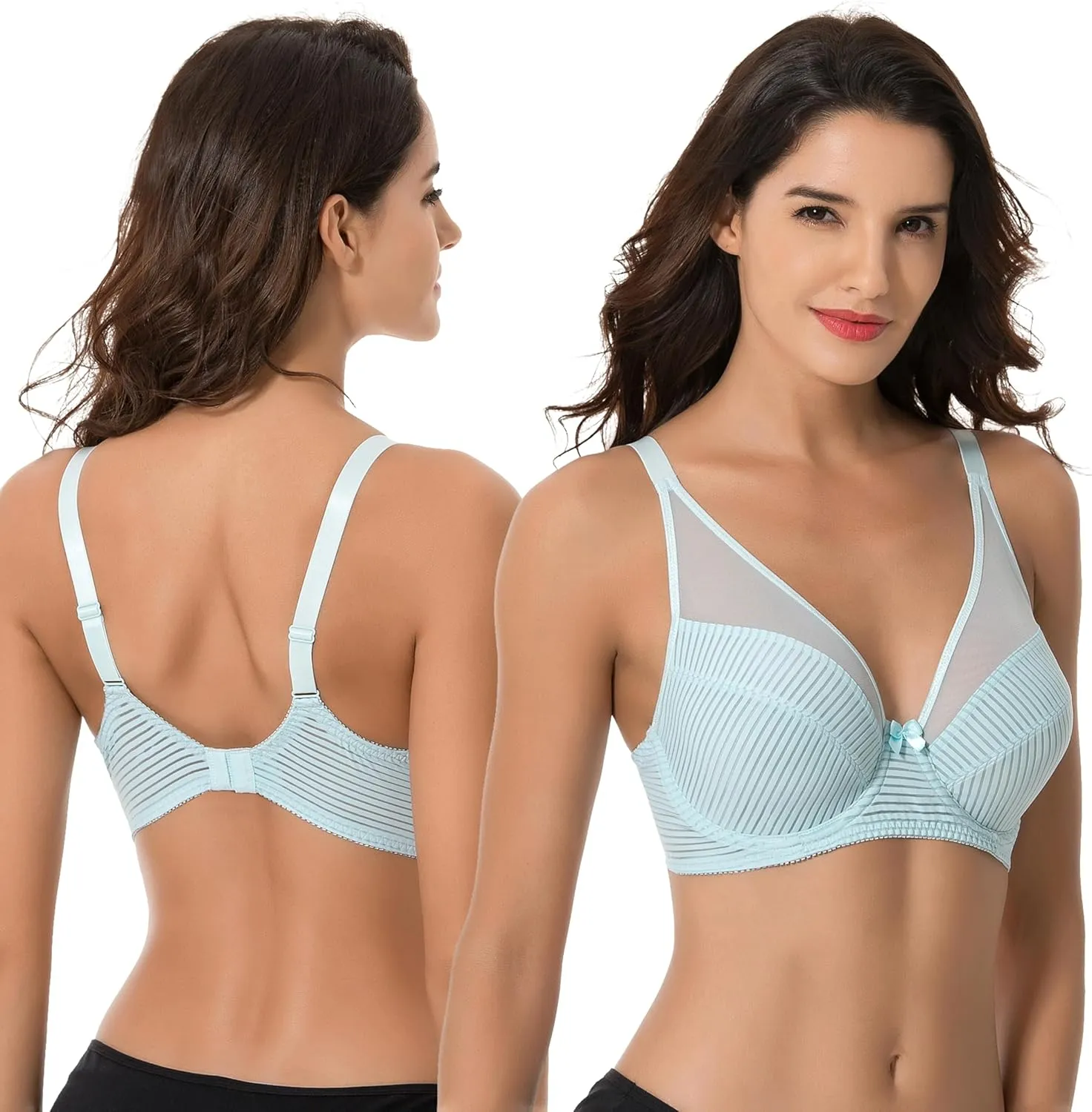 Curve Muse Women's Plus Size Minimizer Unlined Underwire Full Coverage Bra-2 or 3pack
