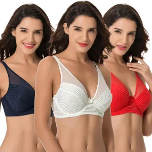 Curve Muse Women's Plus Size Minimizer Unlined Underwire Full Coverage Bra-2 or 3pack