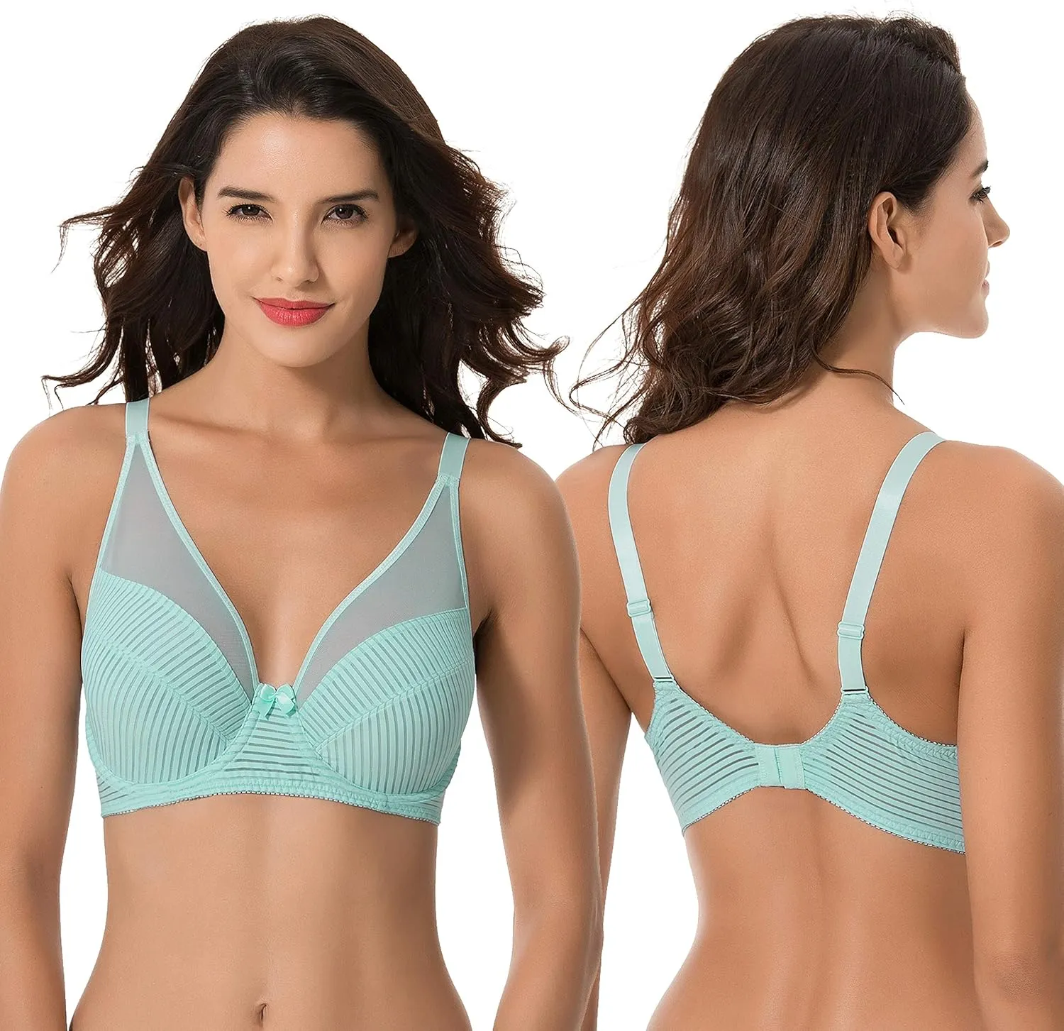 Curve Muse Women's Plus Size Minimizer Unlined Underwire Full Coverage Bra-2 or 3pack