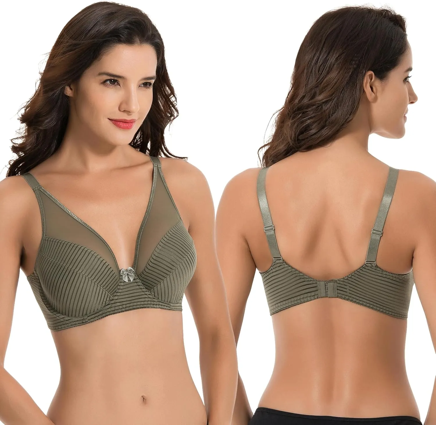 Curve Muse Women's Plus Size Minimizer Unlined Underwire Full Coverage Bra-2 or 3pack