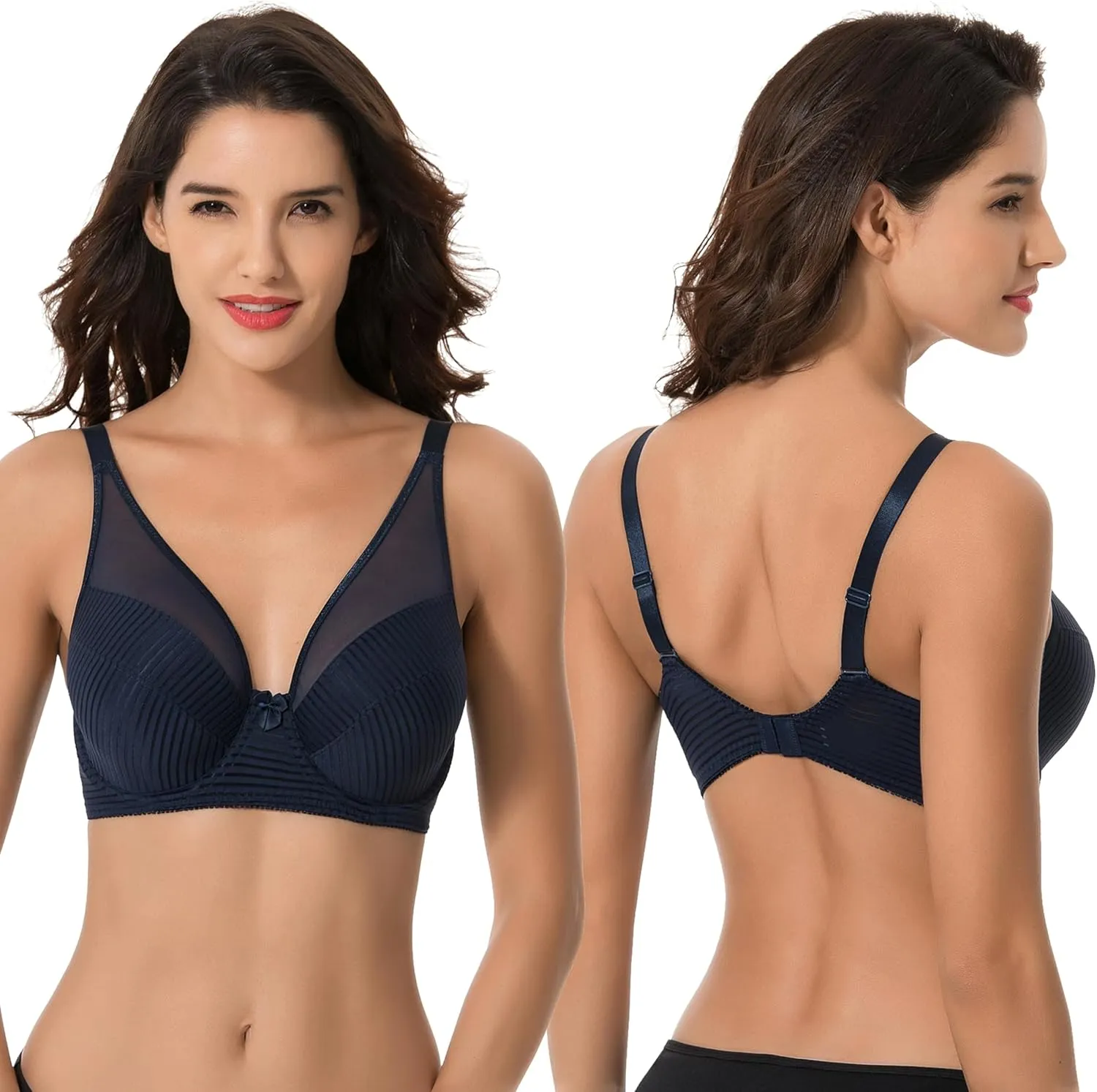 Curve Muse Women's Plus Size Minimizer Unlined Underwire Full Coverage Bra-2 or 3pack