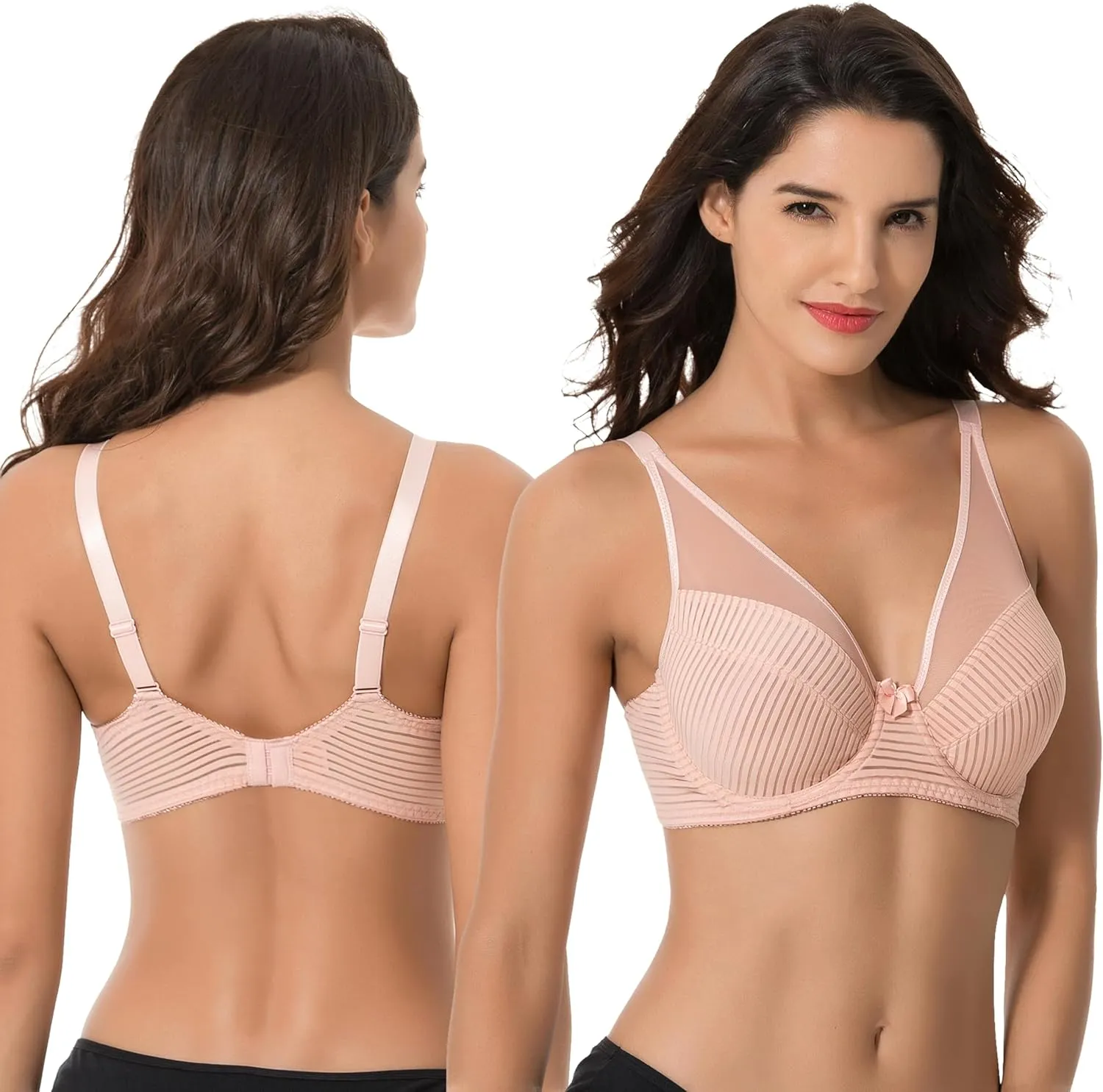 Curve Muse Women's Plus Size Minimizer Unlined Underwire Full Coverage Bra-2 or 3pack
