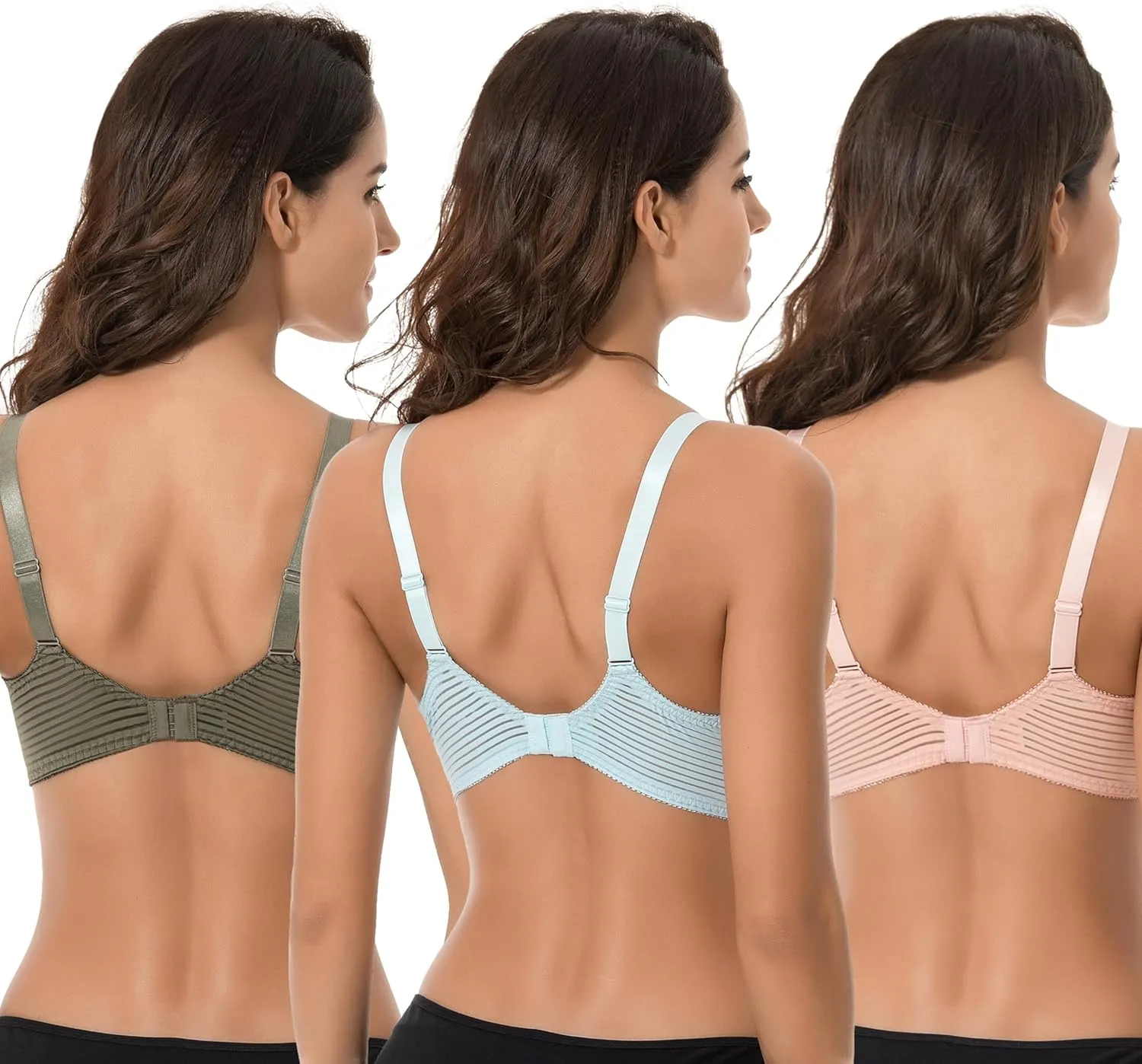 Curve Muse Women's Plus Size Minimizer Unlined Underwire Full Coverage Bra-2 or 3pack