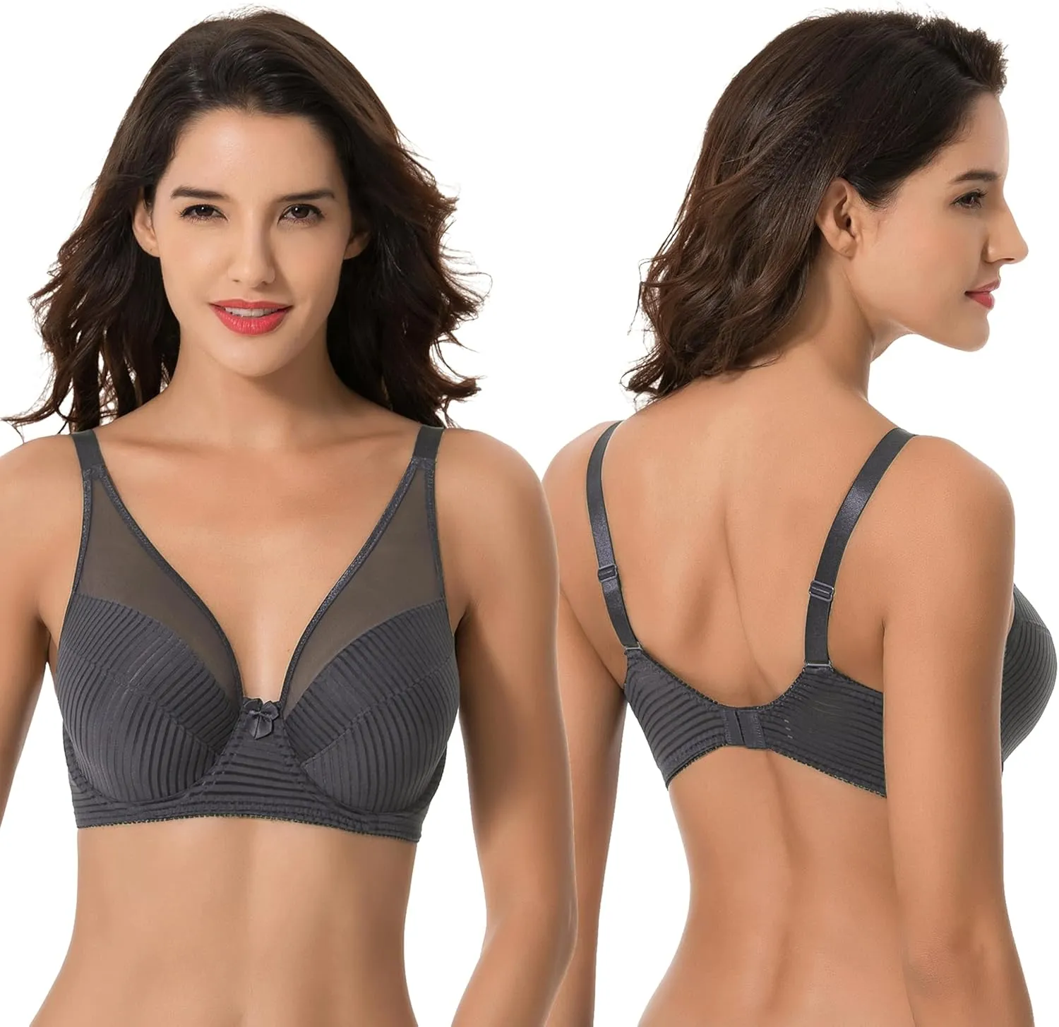 Curve Muse Women's Plus Size Minimizer Unlined Underwire Full Coverage Bra-2 or 3pack