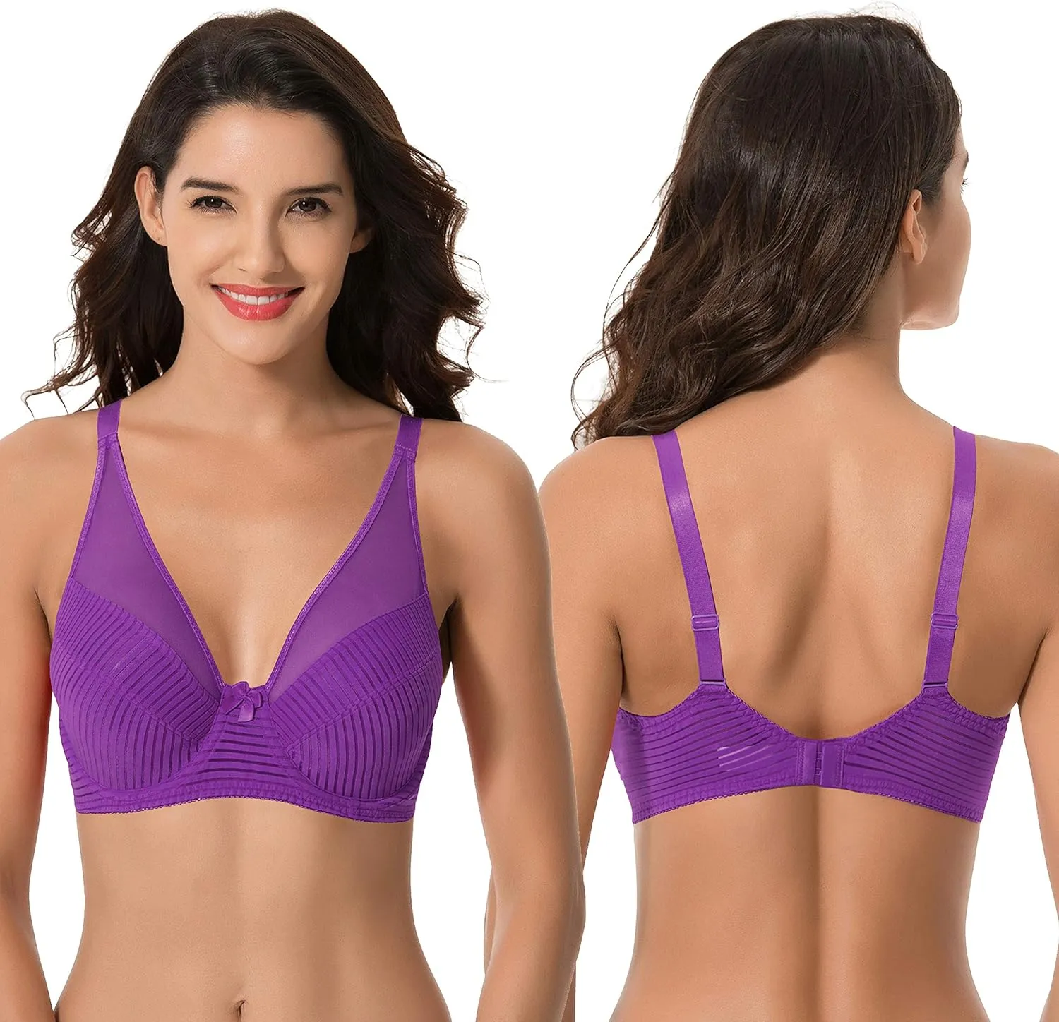 Curve Muse Women's Plus Size Minimizer Unlined Underwire Full Coverage Bra-2 or 3pack