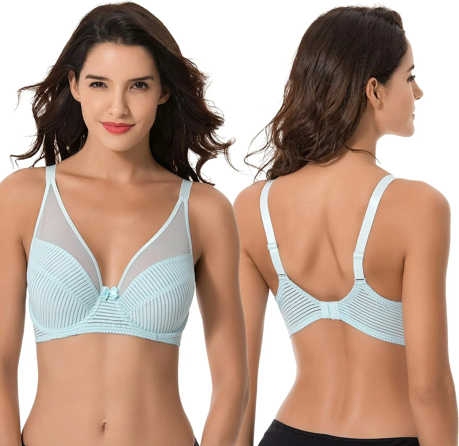 Curve Muse Women's Plus Size Minimizer Unlined Underwire Full Coverage Bra-2 or 3pack