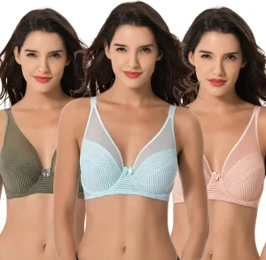 Curve Muse Women's Plus Size Minimizer Unlined Underwire Full Coverage Bra-2 or 3pack
