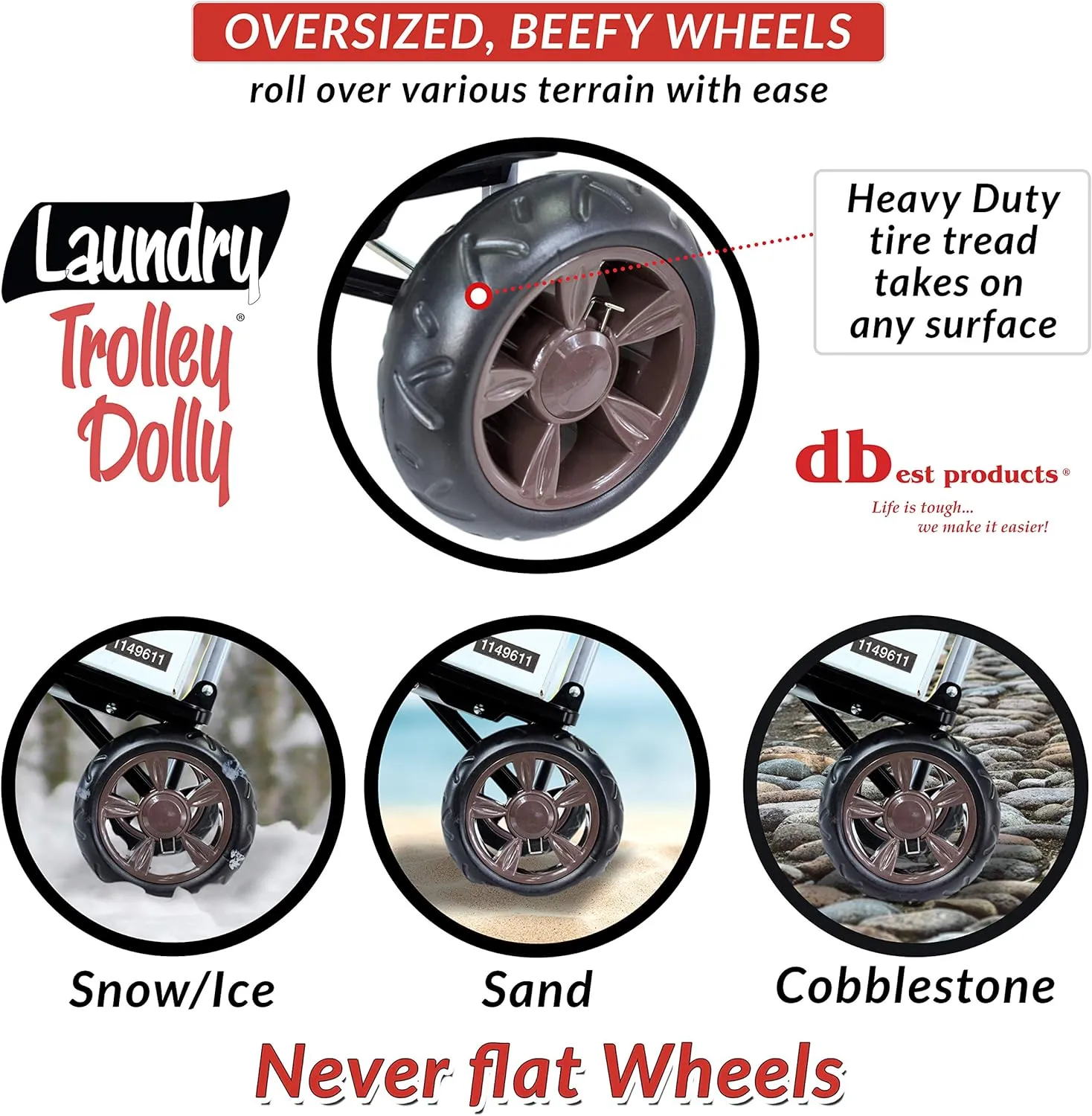 dbest products Laundry Trolley Dolly, Brown Laundry Bag Hamper Basket cart with wheels sorter
