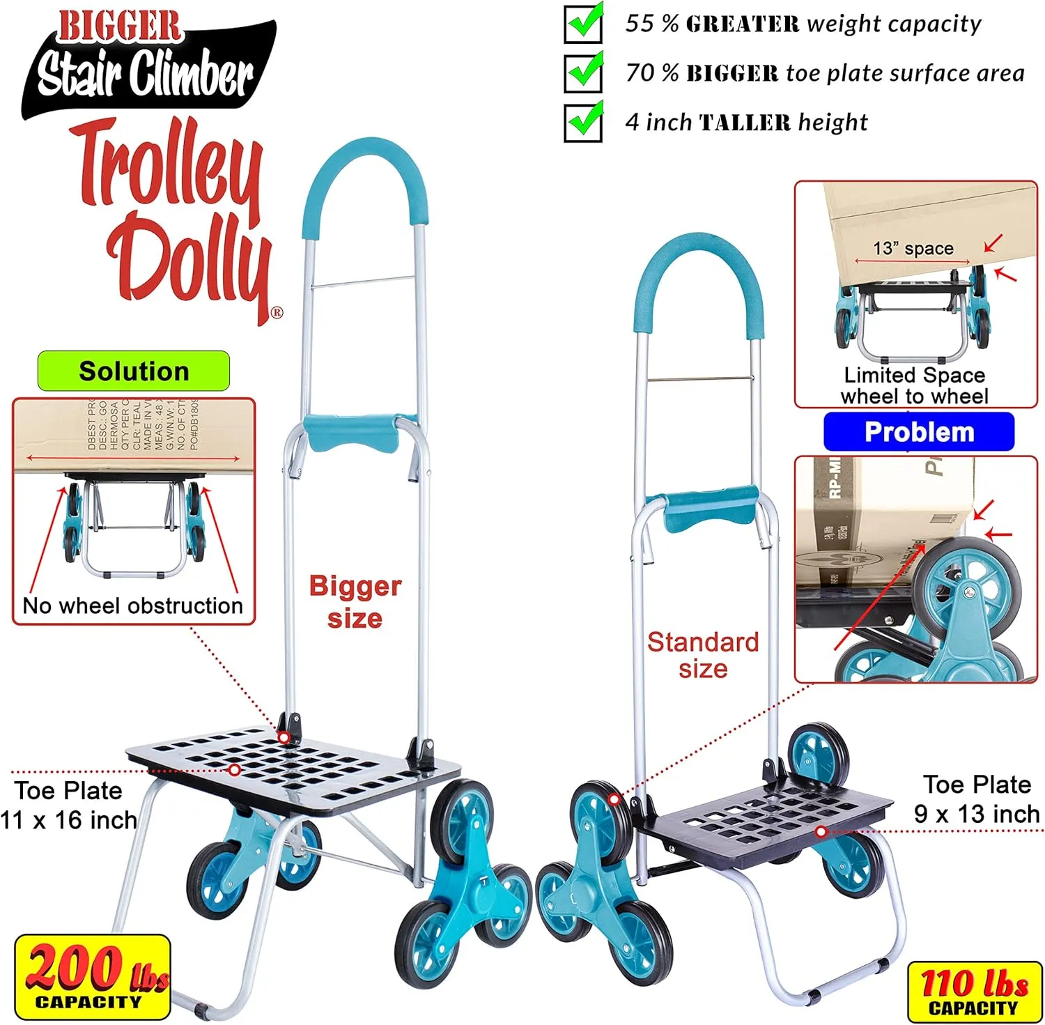 dbest products Stair Climber Bigger Trolley Dolly, Moroccan Tile Grocery Shopping Foldable Cart Condo Apartment